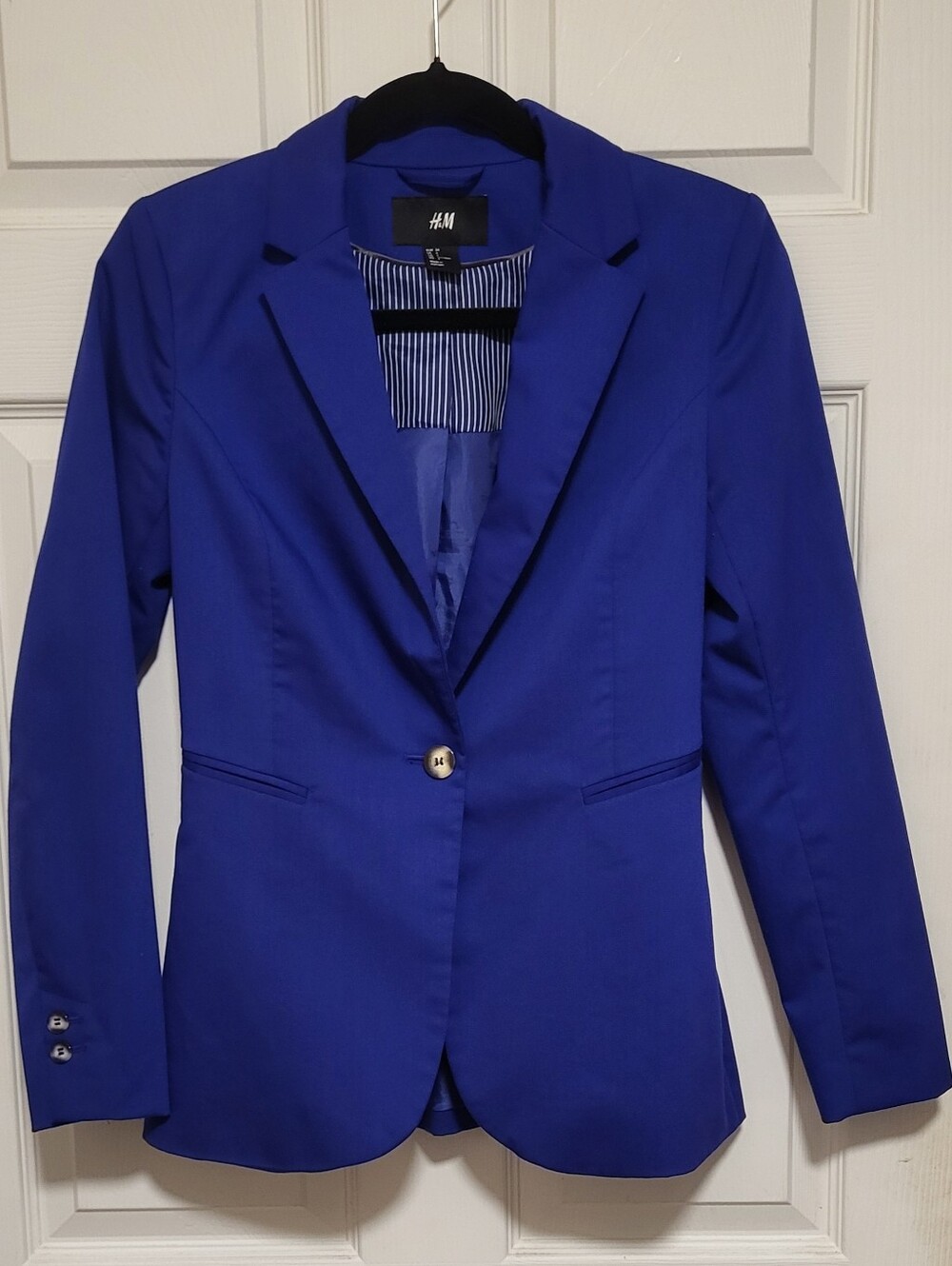 H&M Vibrant Royal Blue Suit One Button Jacket/Blazer